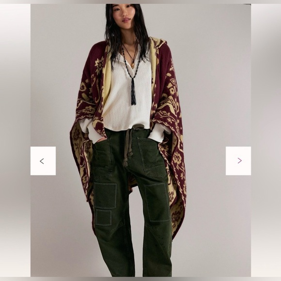 Free People Rowen Printed Duster in Cherrybark Cream Combo - Picture 3 of 4